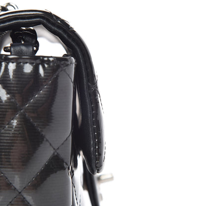 Chanel Striated Patent Calfskin Quilted Mini Rectangular Flap Dark Grey 14 of 15