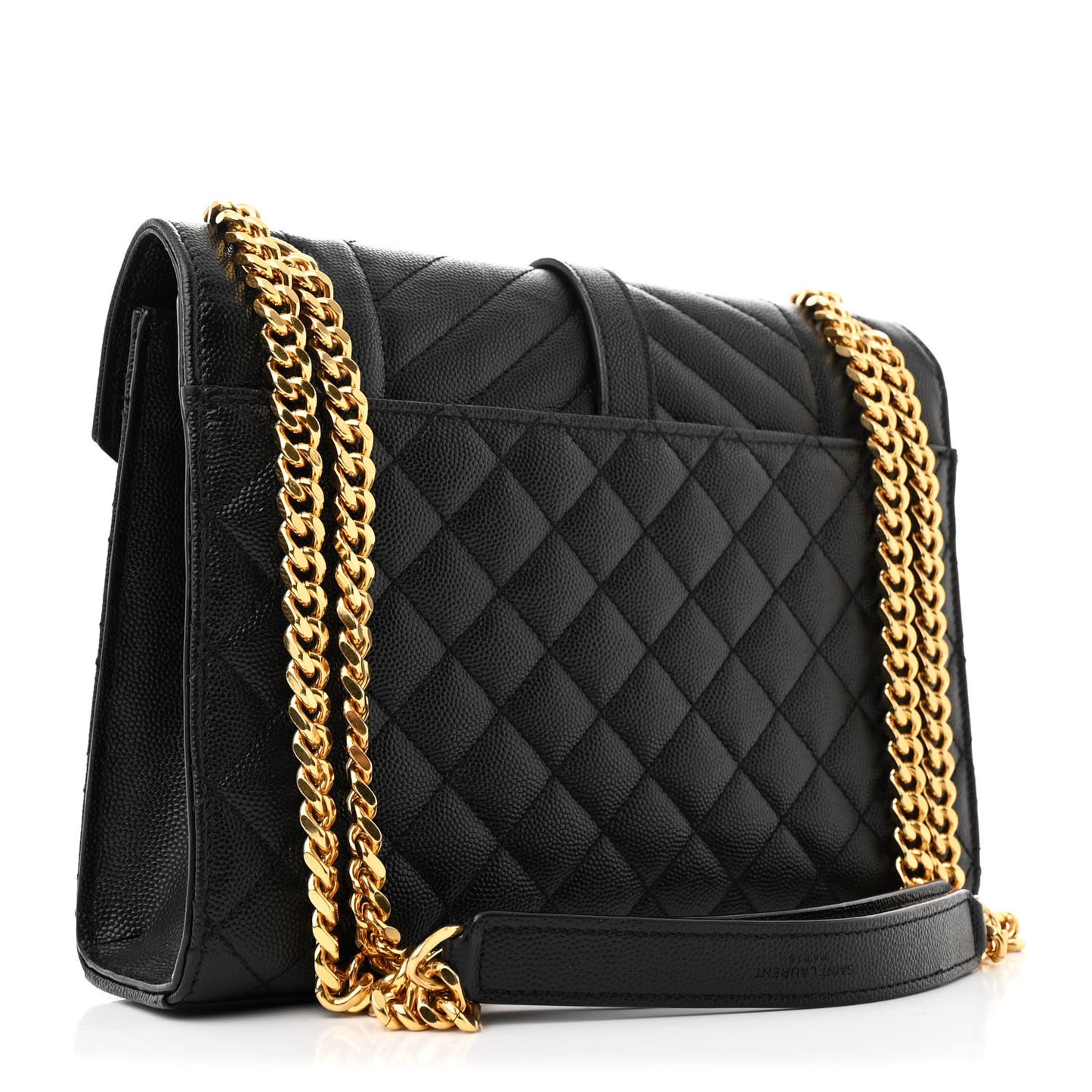 Grain De Poudre Textured Mixed Matelasse Triquilt Medium Monogram Satchel Black