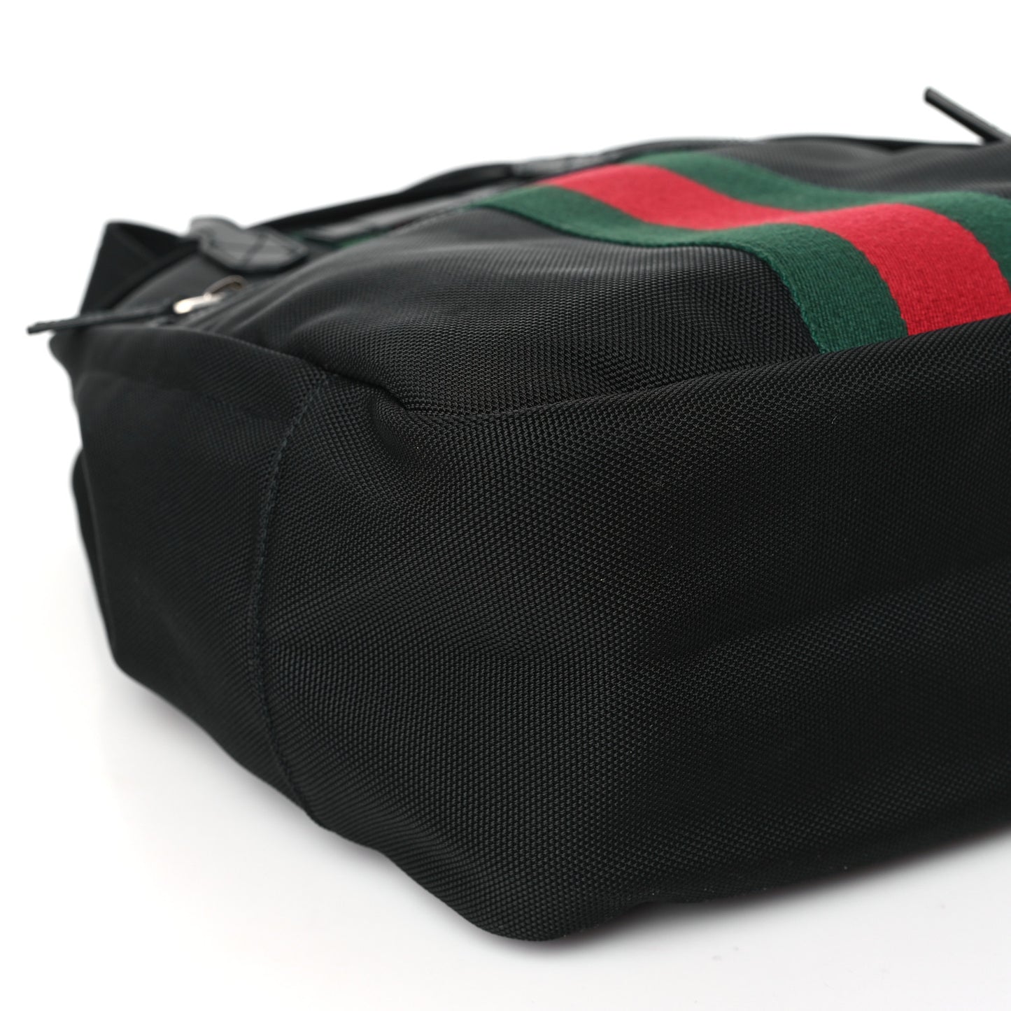 Techno Canvas Appia Calfskin Web Tote Backpack Black
