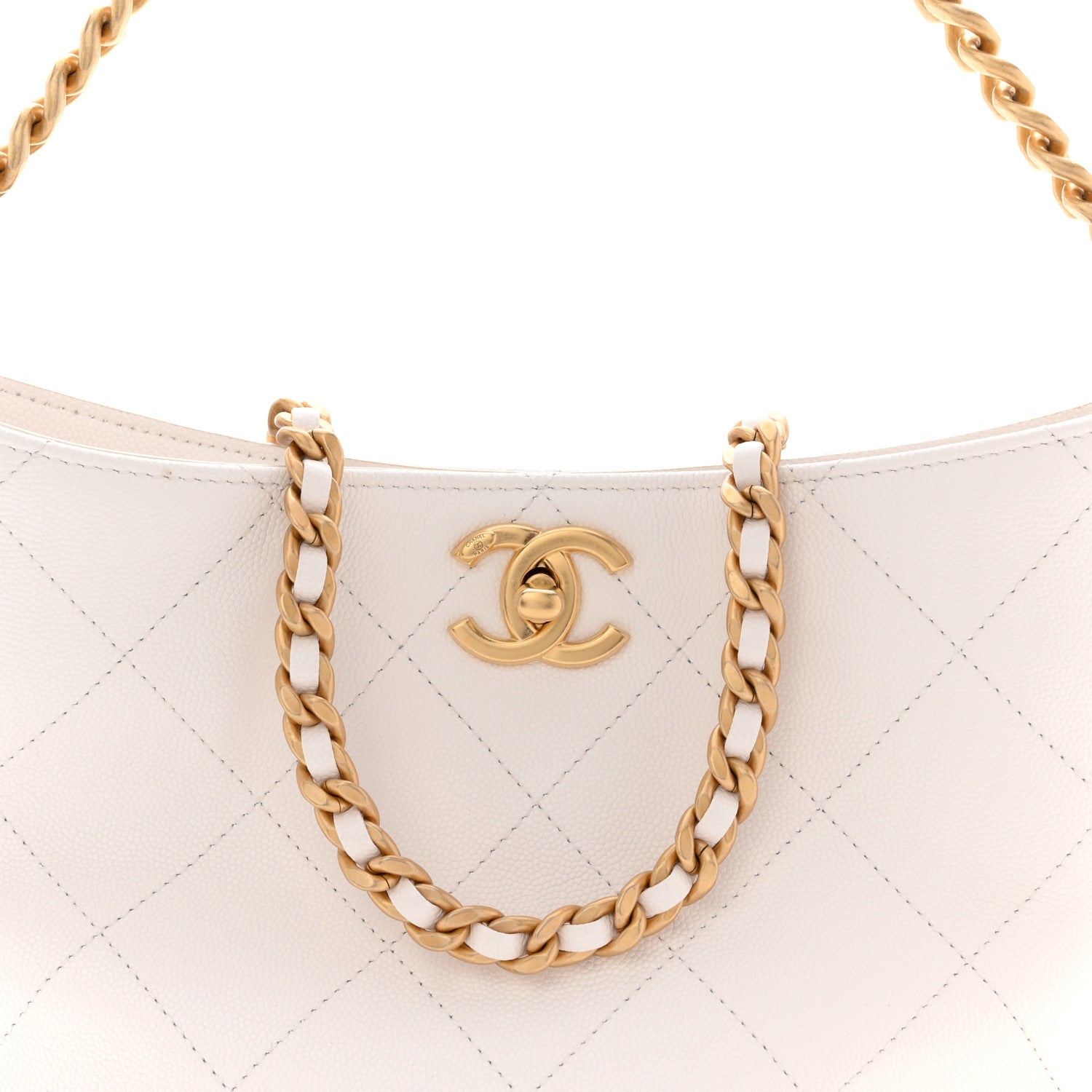 Chanel Caviar Quilted Hobo White 9 of 11