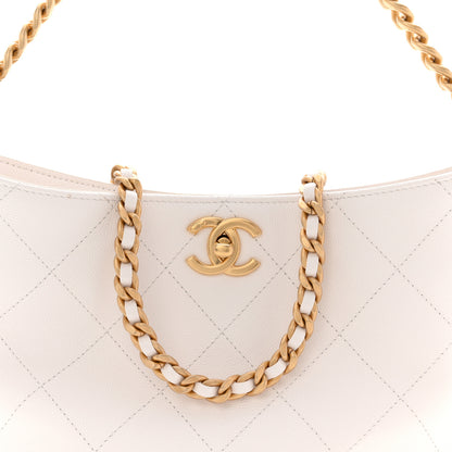 Chanel Caviar Quilted Hobo White 9 of 11