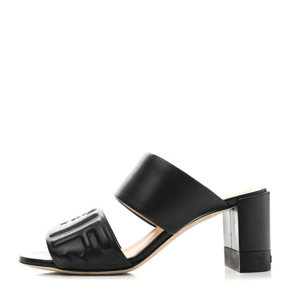 Fendi Nappa FF Embossed Slide Sandals 36 Black 1 of 10
