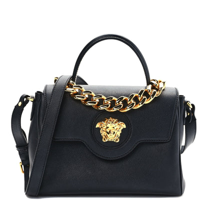 Versace Grained Calfskin La Medusa Top Handle Bag Black 1 of 7