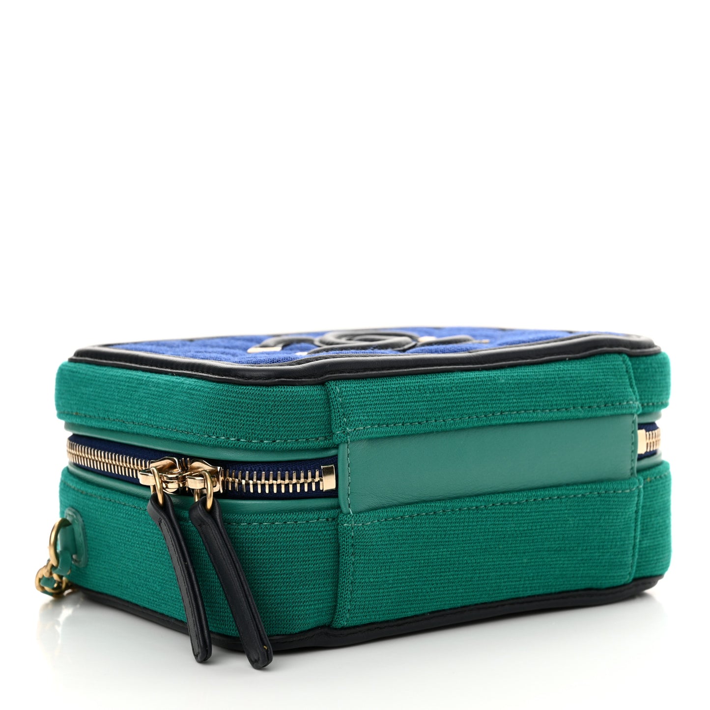Jersey Quilted Small CC Filigree Vanity Case Blue Green