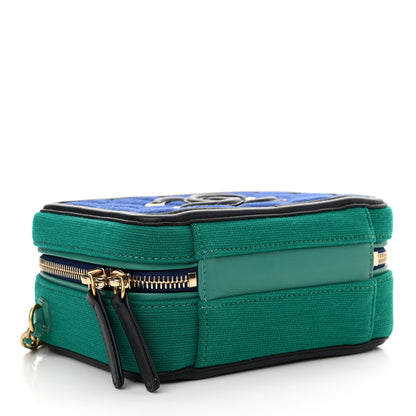 Chanel Jersey Quilted Small CC Filigree Vanity Case Blue Green 4 of 10