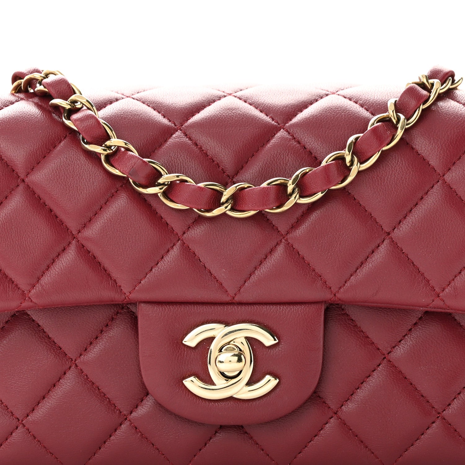 Chanel Lambskin Quilted Mini Rectangular Flap Burgundy 8 of 12
