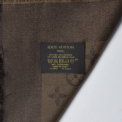Louis Vuitton Silk Lurex Wool Monogram Shine Shawl Brown 5 of 5
