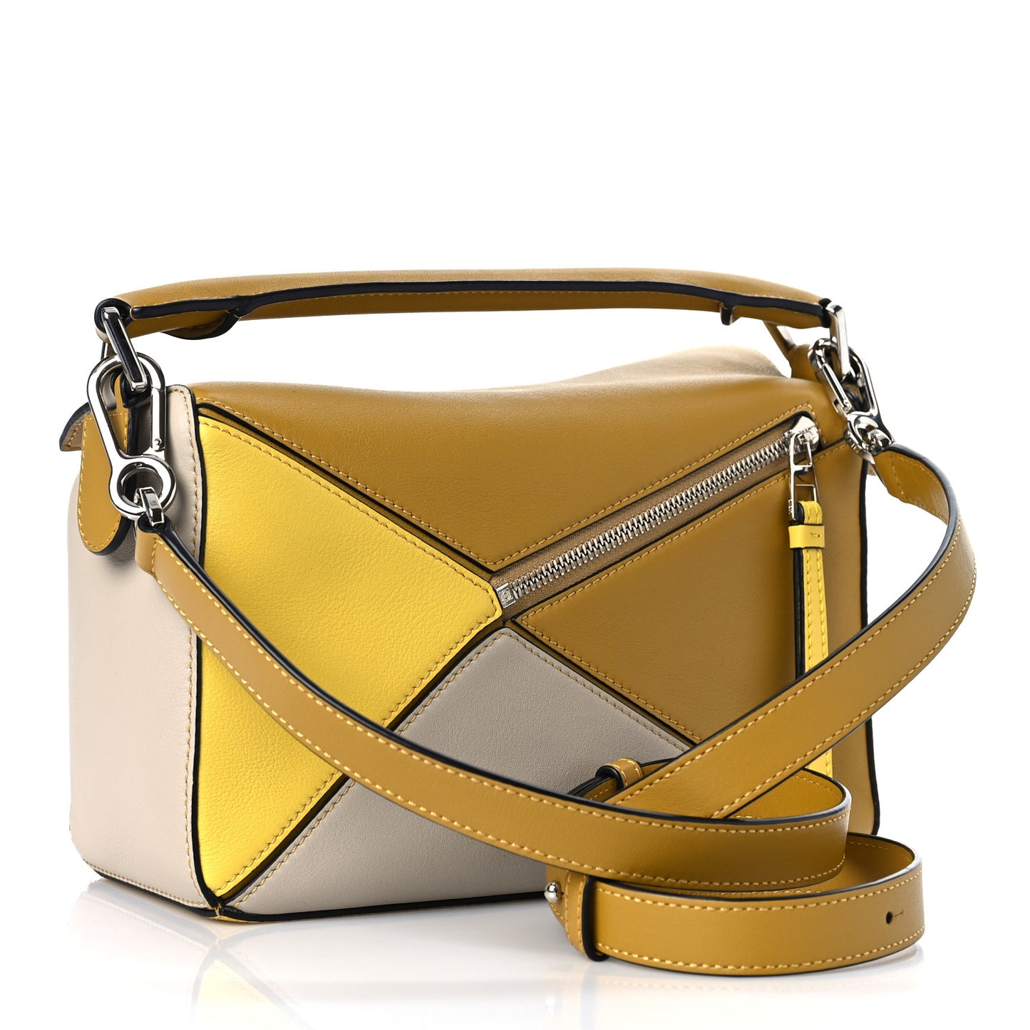 Grained Calfskin Small Puzzle Bag Ocre Yellow