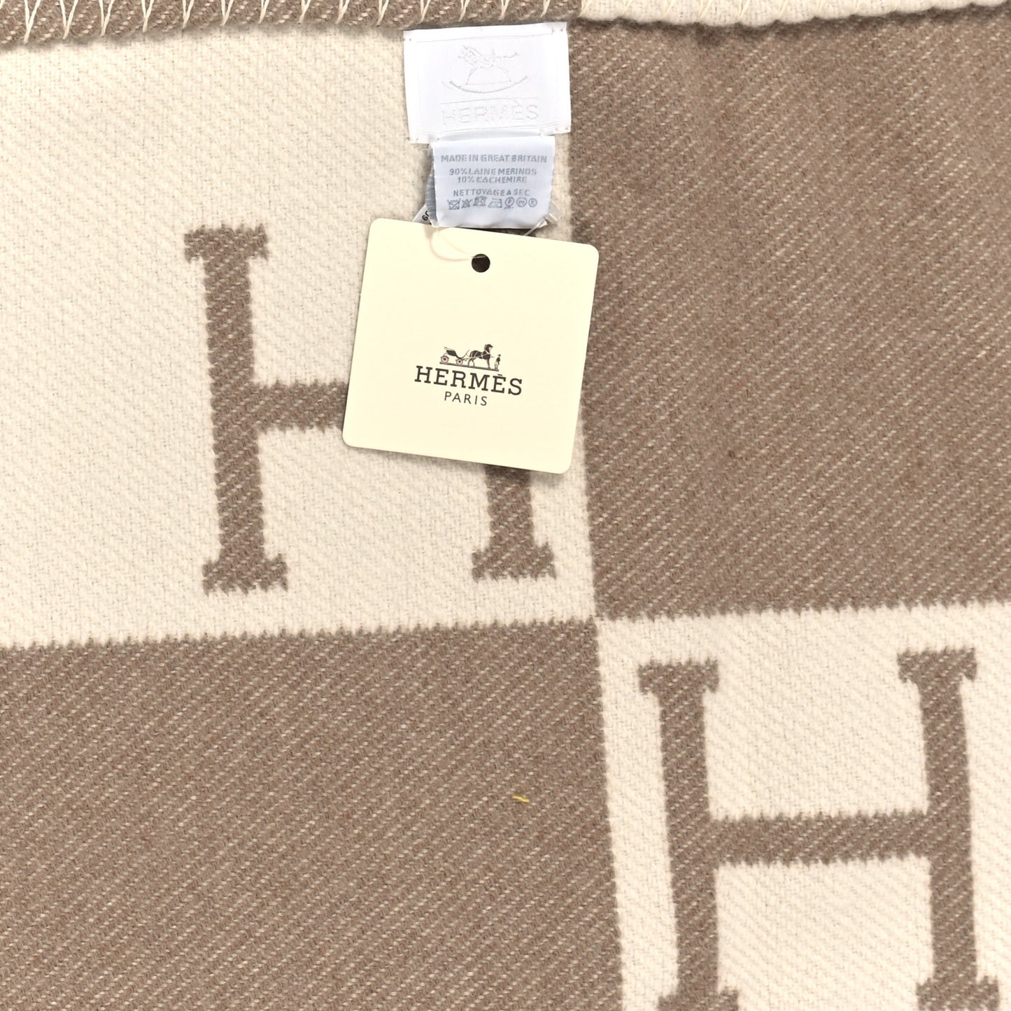 Wool Cashmere Avalon Baby Blanket Noisette Moyen White