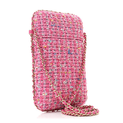 Chanel Tweed Chain Around Phone Holder Pink Blue White 3 of 11