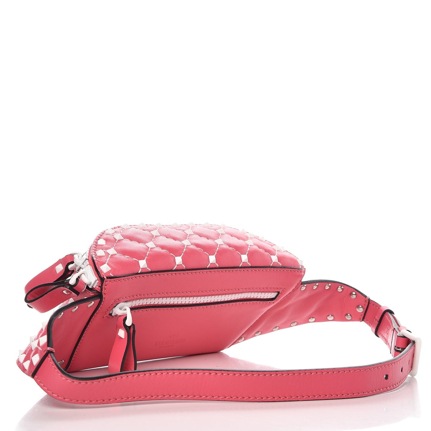 Lambskin Free Rockstud Spike Belt Bag Shadow Pink