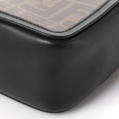 Fendi Glazed Fabric Vitello Century FF 1974 Stamp Patch Mini Camera Case Mogano Panna Black 8 of 8