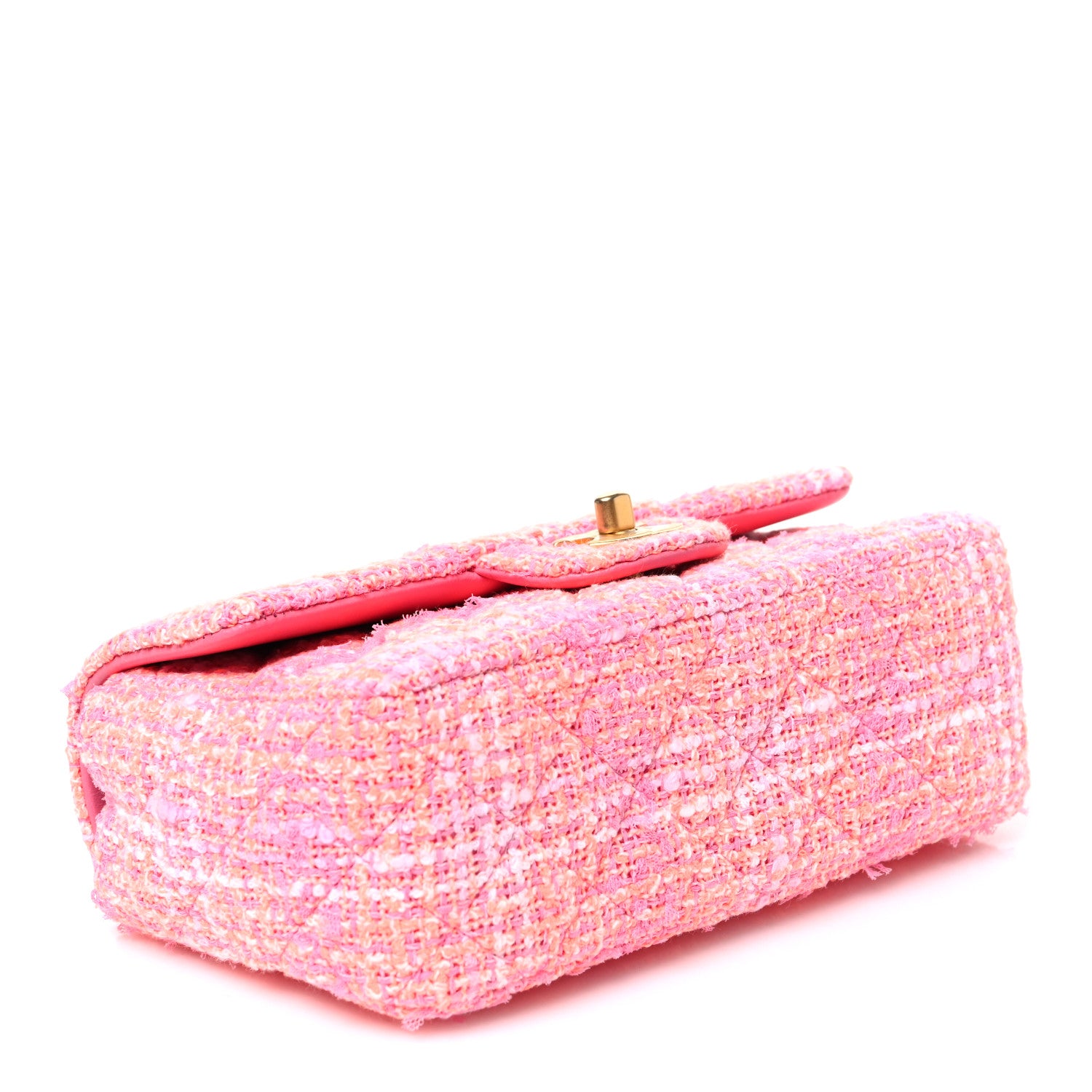 Chanel Tweed Quilted Mini Rectangular Flap Pink Orange White 4 of 10