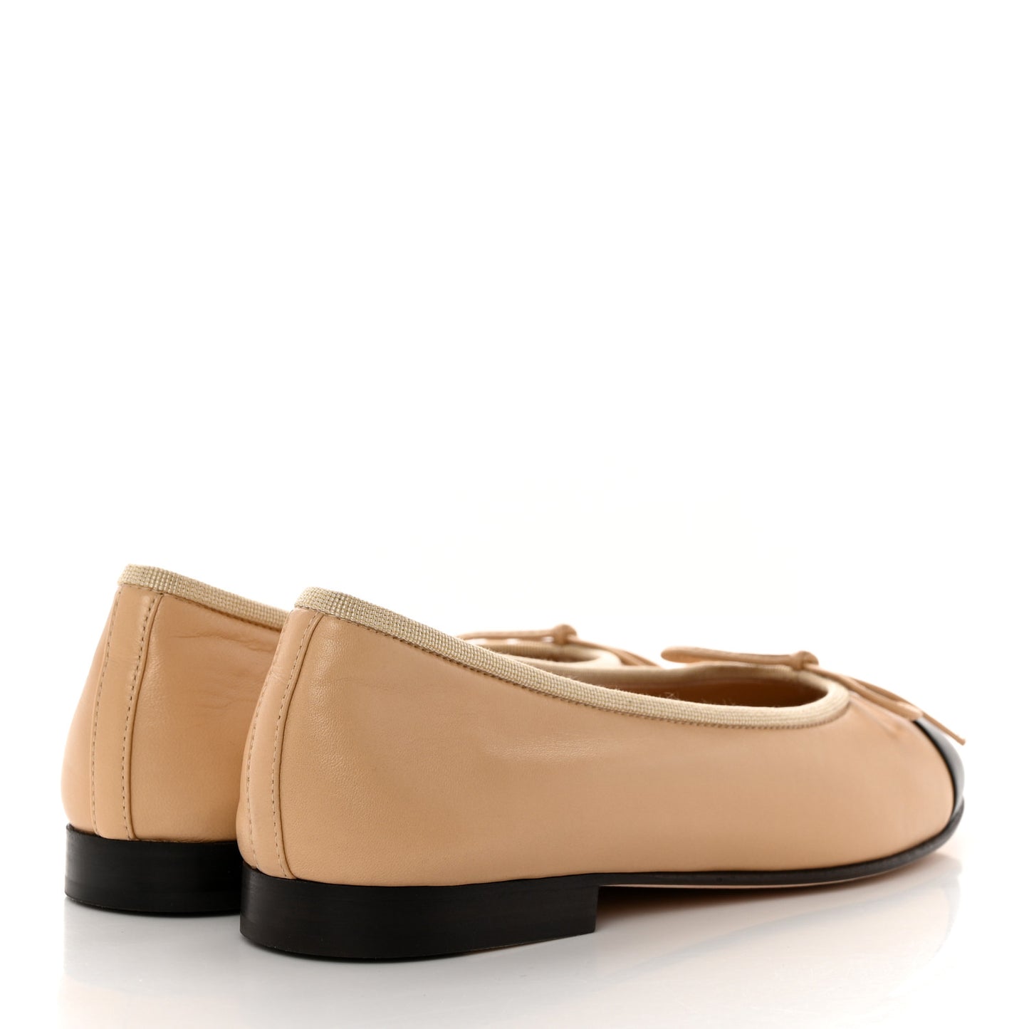 Lambskin Cap Toe CC Ballerina Flats 36 Beige Black