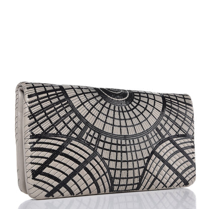 Chanel Calfskin Sequin Embellished Flap Clutch Grey Black 3 of 11