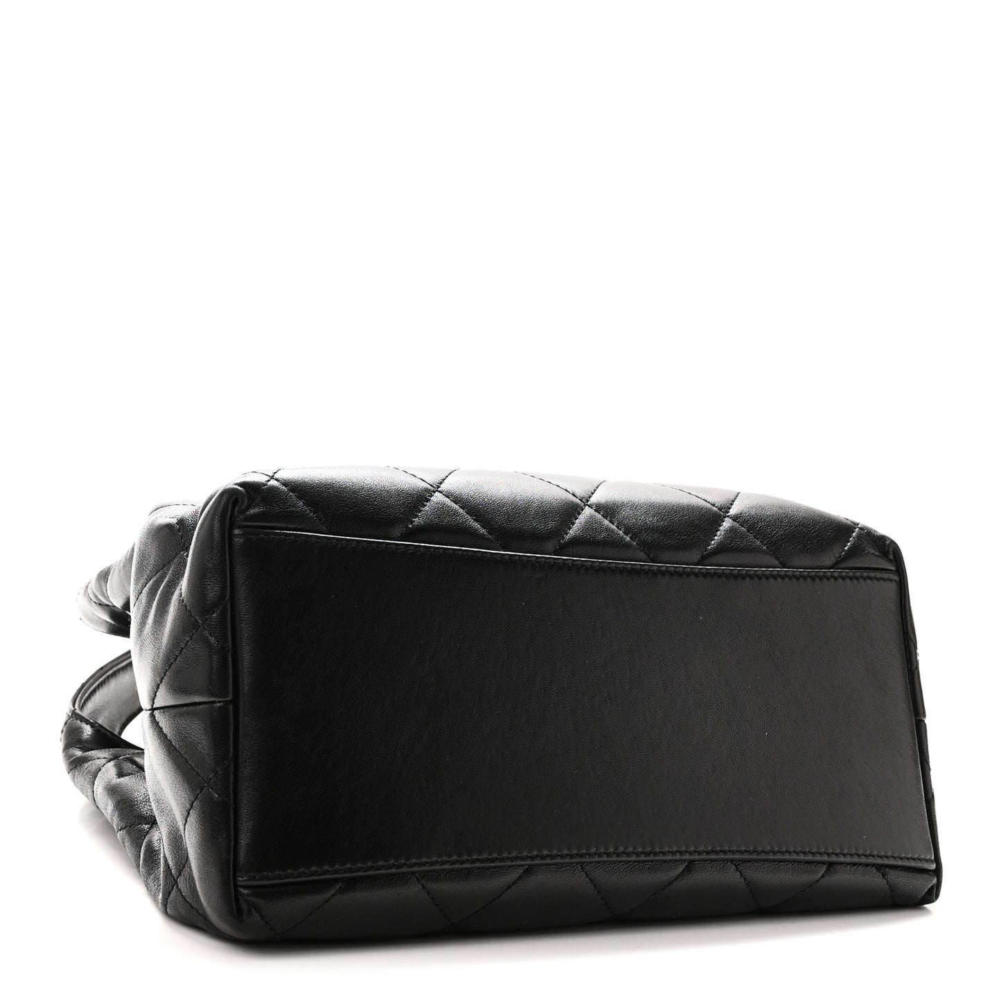 Shiny Lambskin Quilted CC Belt Shopping Bag Black