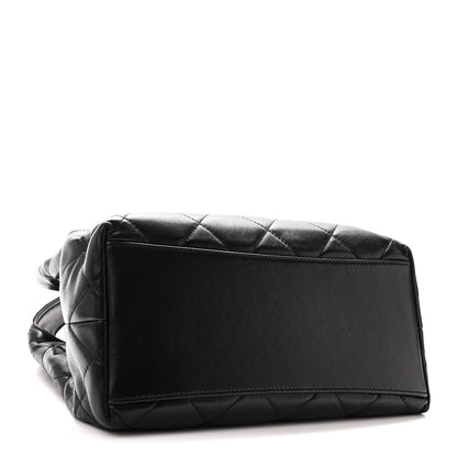 Chanel Shiny Lambskin Quilted CC Belt Shopping Bag Black 4 of 9