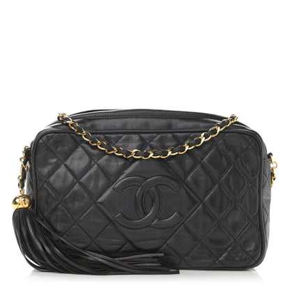 Chanel Lambskin Quilted CC Tassel Camera Case Black 1 of 12