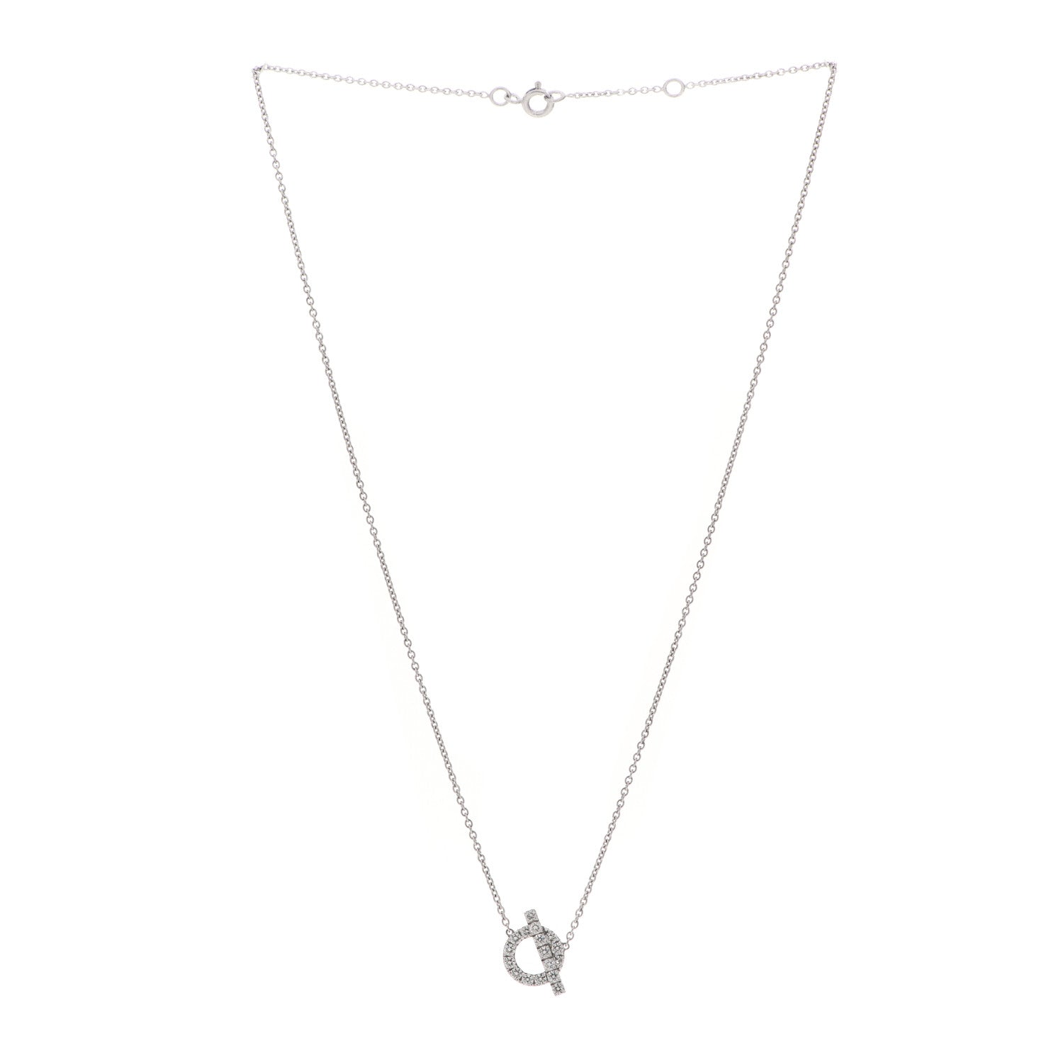 Hermes 18K White Gold Diamond Finesse Pendant Necklace 3 of 5