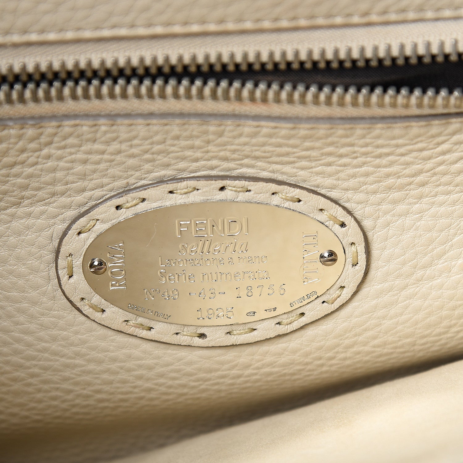 Fendi Cuoio Romano Selleria Bi-Color Large Peekaboo Iconic Satchel Asfalto Latte 5 of 10