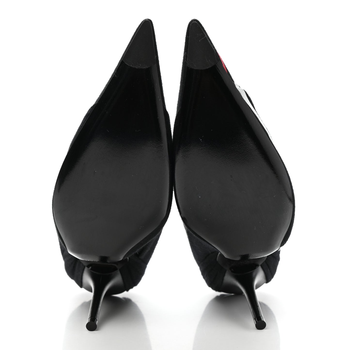 Jersey Crepe Political Campaign Logo Knife 115 Pointed Pumps 36.5 Black White Rouge