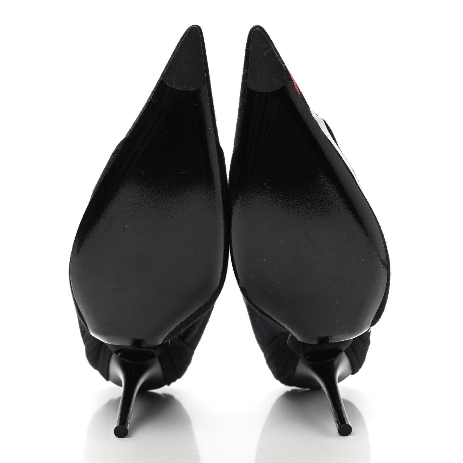Balenciaga Jersey Crepe Political Campaign Logo Knife 115 Pointed Pumps 36.5 Black White Rouge 5 of 8