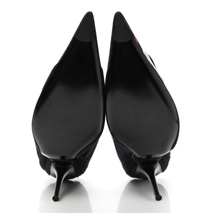 Balenciaga Jersey Crepe Political Campaign Logo Knife 115 Pointed Pumps 36.5 Black White Rouge 5 of 8