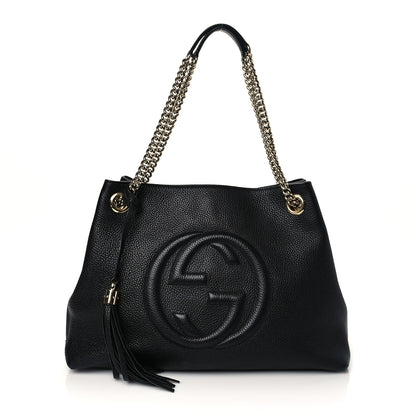 Gucci Pebbled Calfskin Medium Soho Chain Shoulder Bag Black 1 of 10
