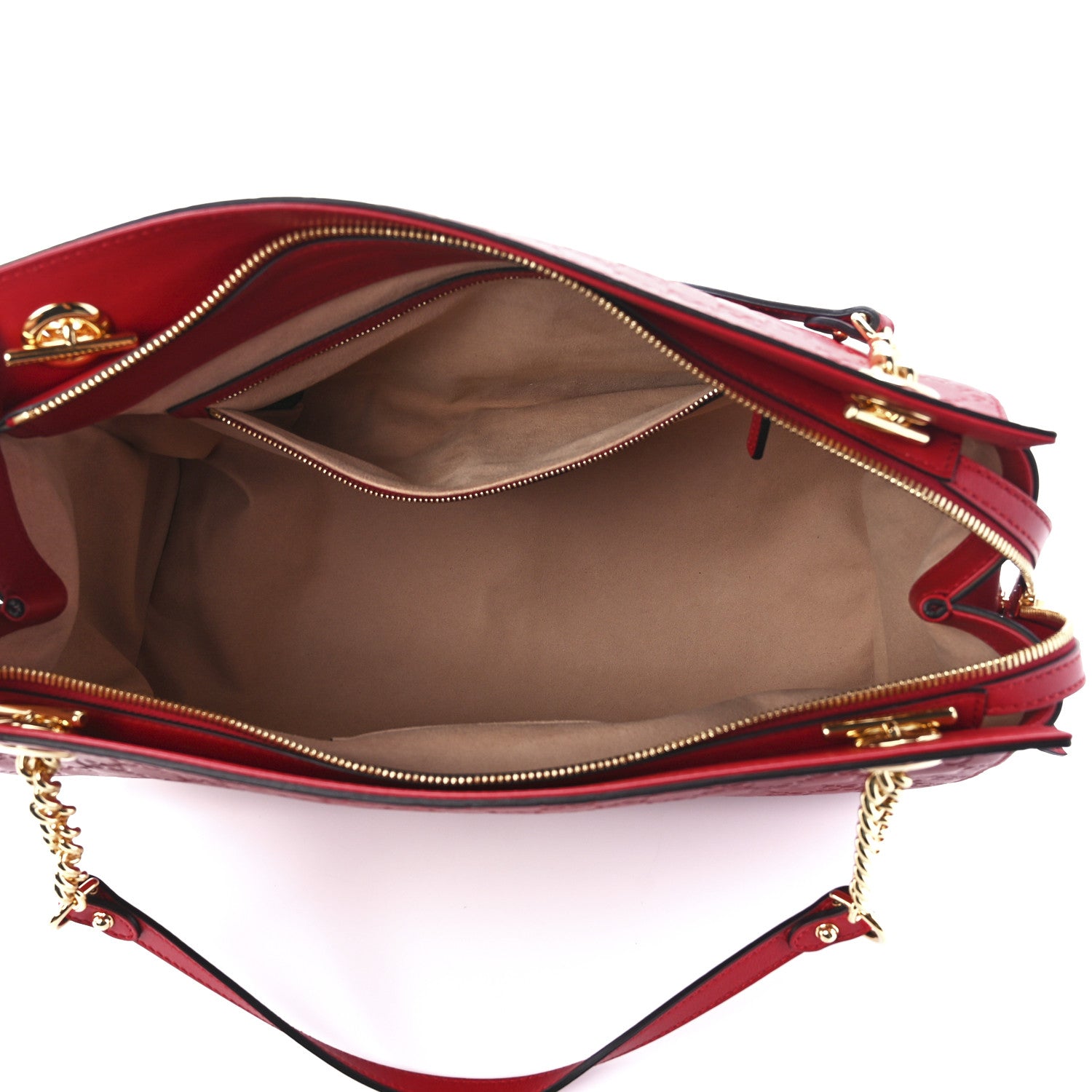 Gucci Soft Guccissima Signature Large Shoulder Tote Bag Hibiscus Red 5 of 12
