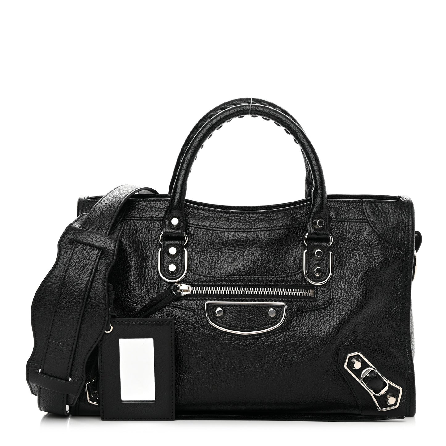 Chevre Silver Metallic Edge Hardware S City Black