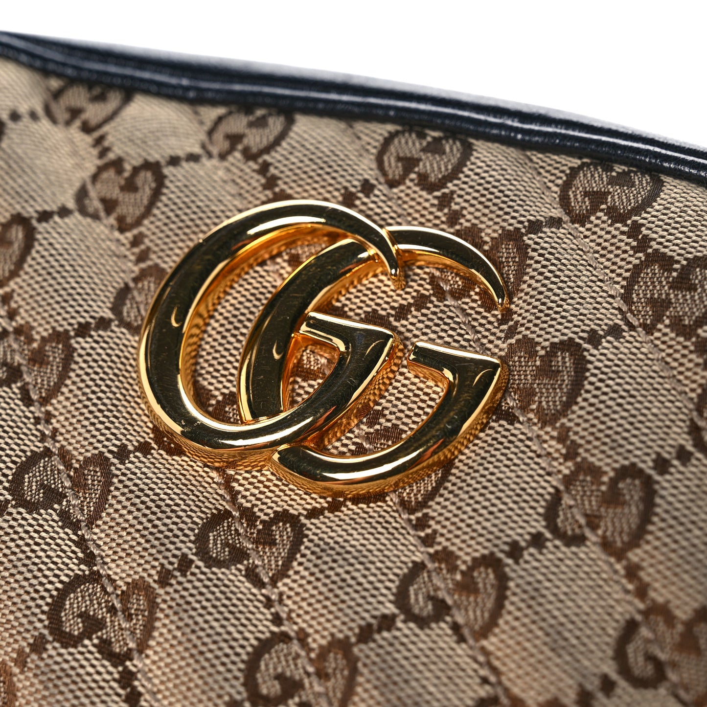 Monogram Matelasse Diagonal Small GG Marmont Chain Shoulder Bag Beige Black