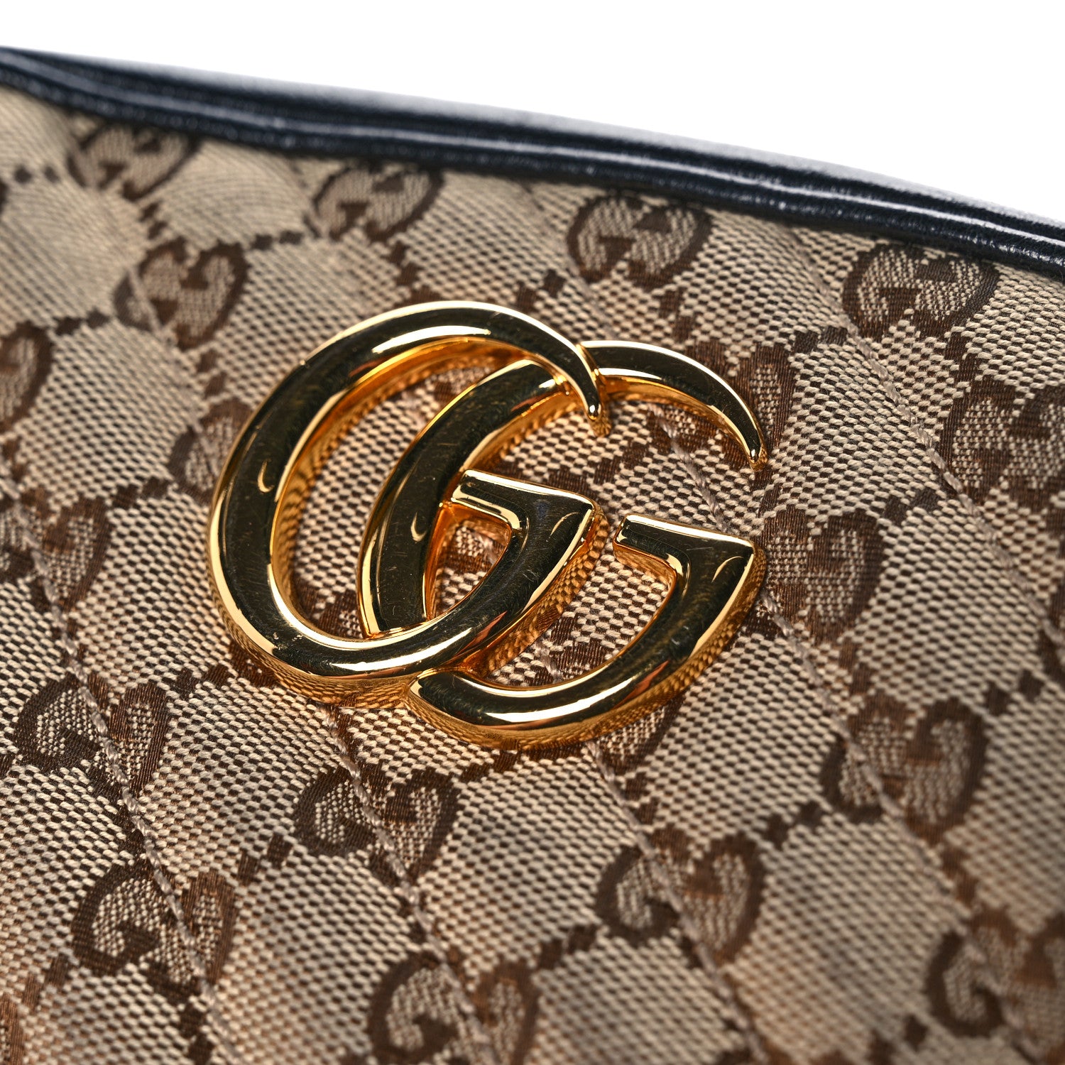 Gucci Monogram Matelasse Diagonal Small GG Marmont Chain Shoulder Bag Beige Black 15 of 15