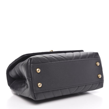 Chanel Caviar Chevron Quilted Mini Coco Handle Flap Dark Grey 4 of 12