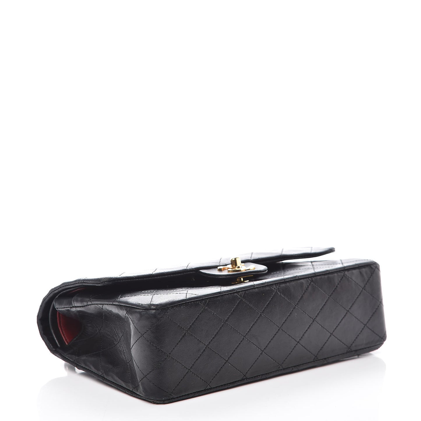 Lambskin Quilted Medium Double Flap Bag Black