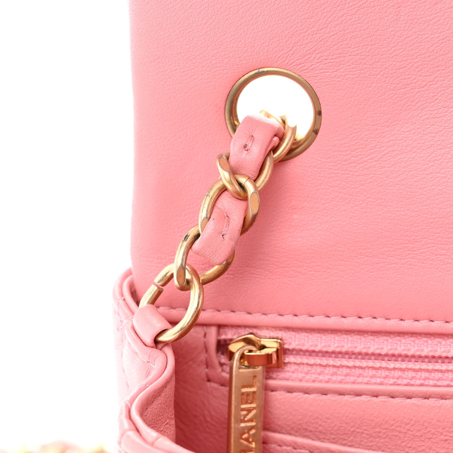 Chanel Lambskin Quilted Mini Rectangular Flap Pink 13 of 15