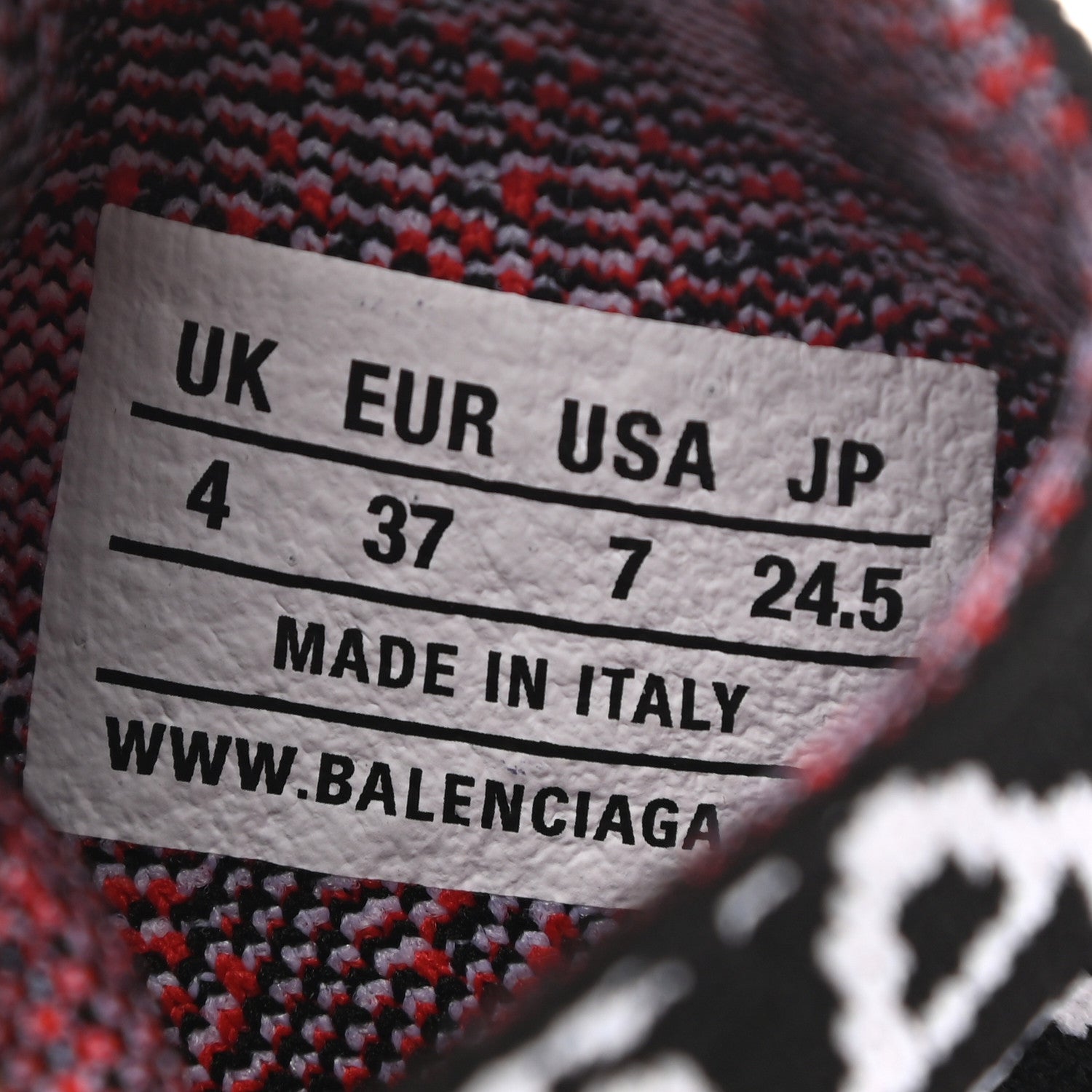 Balenciaga Neoprene Knit Bonjour Paris Womens Speed Sneakers 37 Black White Red 8 of 9