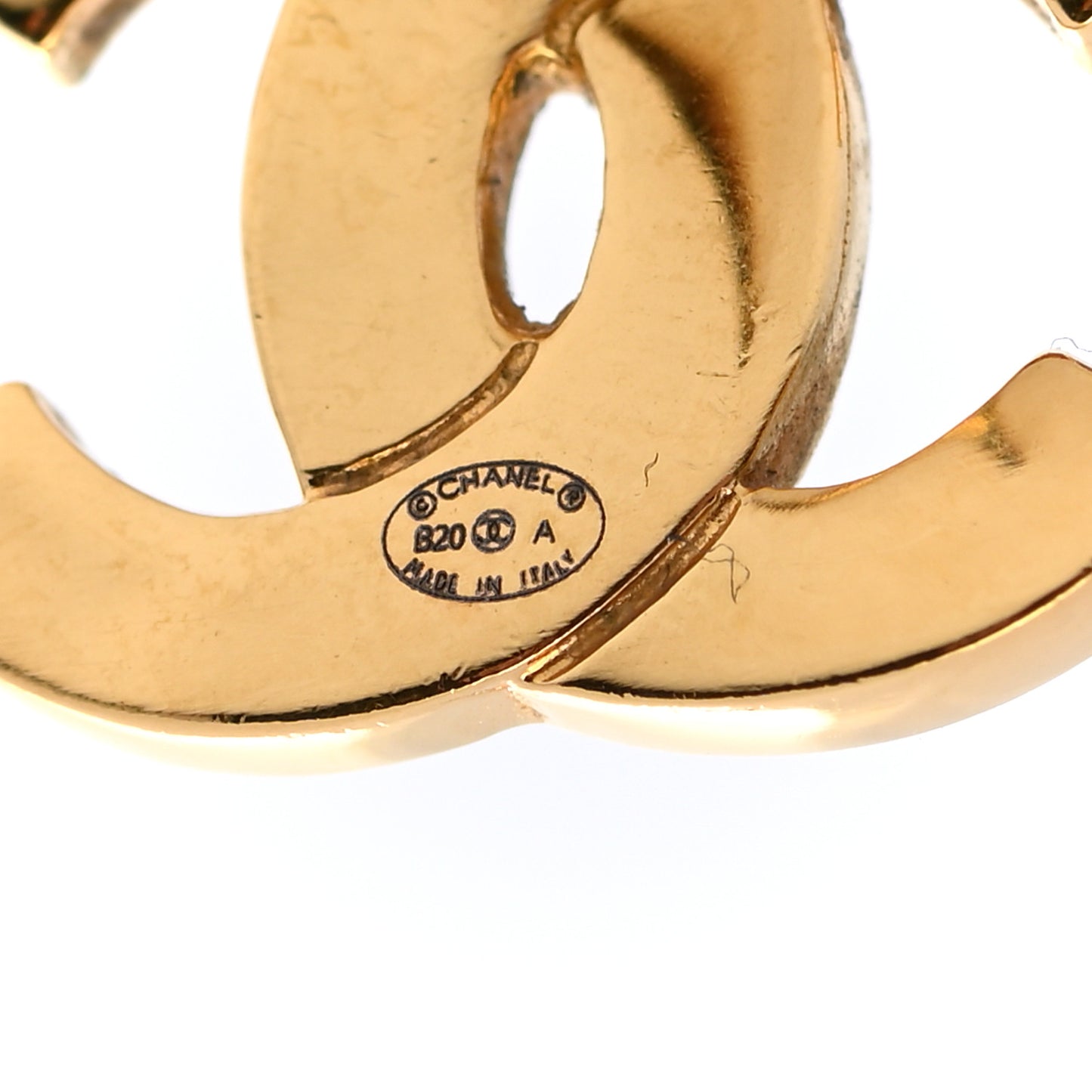 Metal CC Paris Button Stud Earrings Gold
