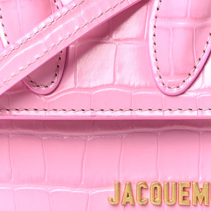Jacquemus Calfskin Crocodile Embossed Le Chiquito Pink 7 of 9