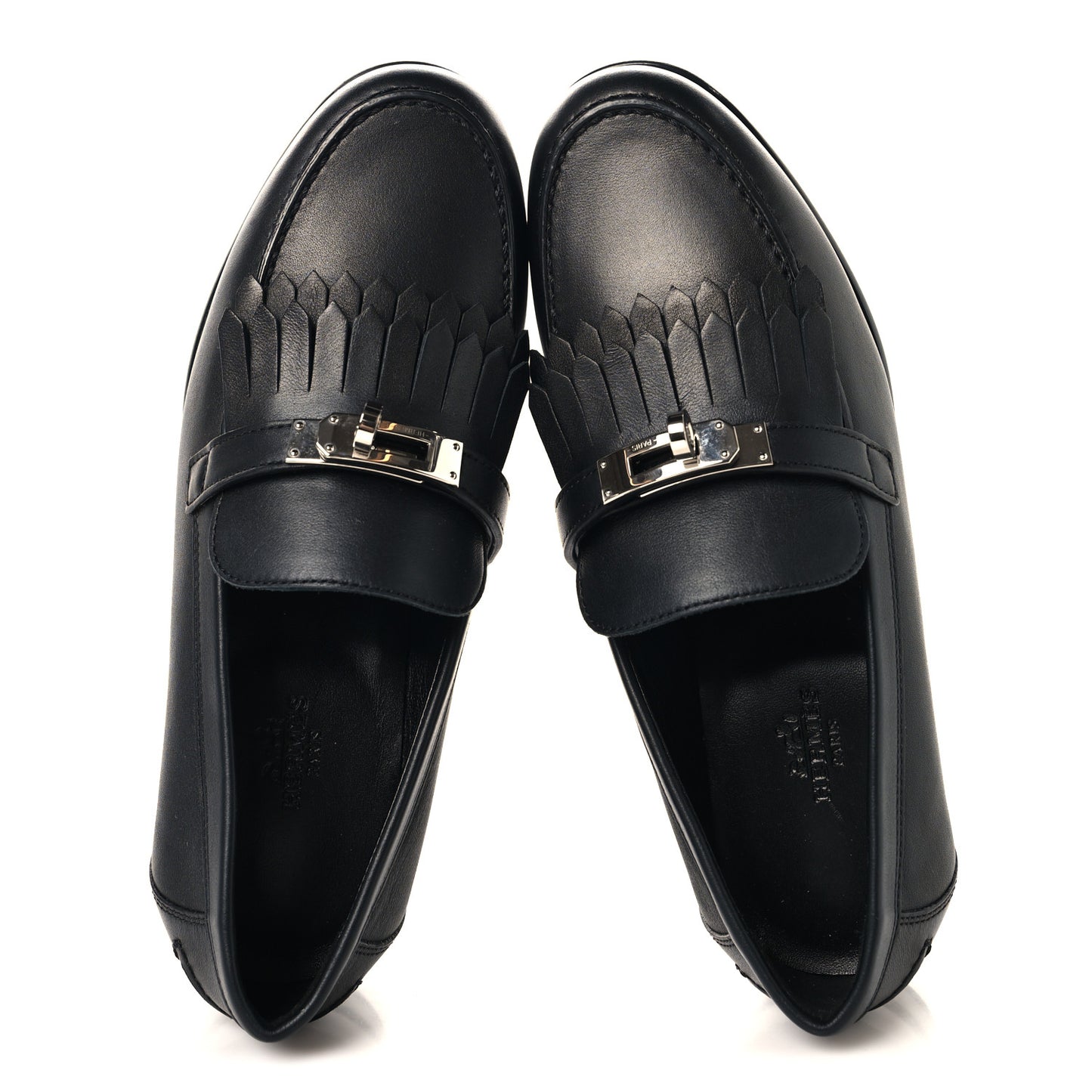 Fringed Calfskin Womens Destin Loafer 37 Black