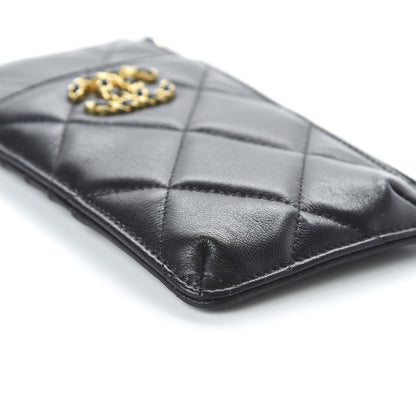 Chanel Shiny Goatskin Quilted 19 Flat Wallet Pouch Black 6 of 11