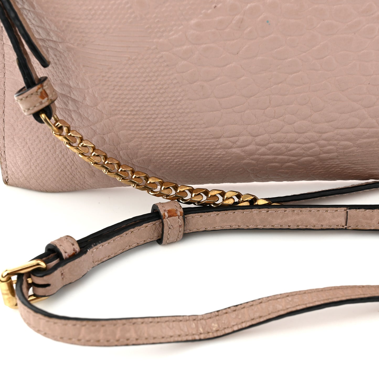 Signature Grain Calfskin Check Embossed Peyton Crossbody Clutch Bag Pale Orchid