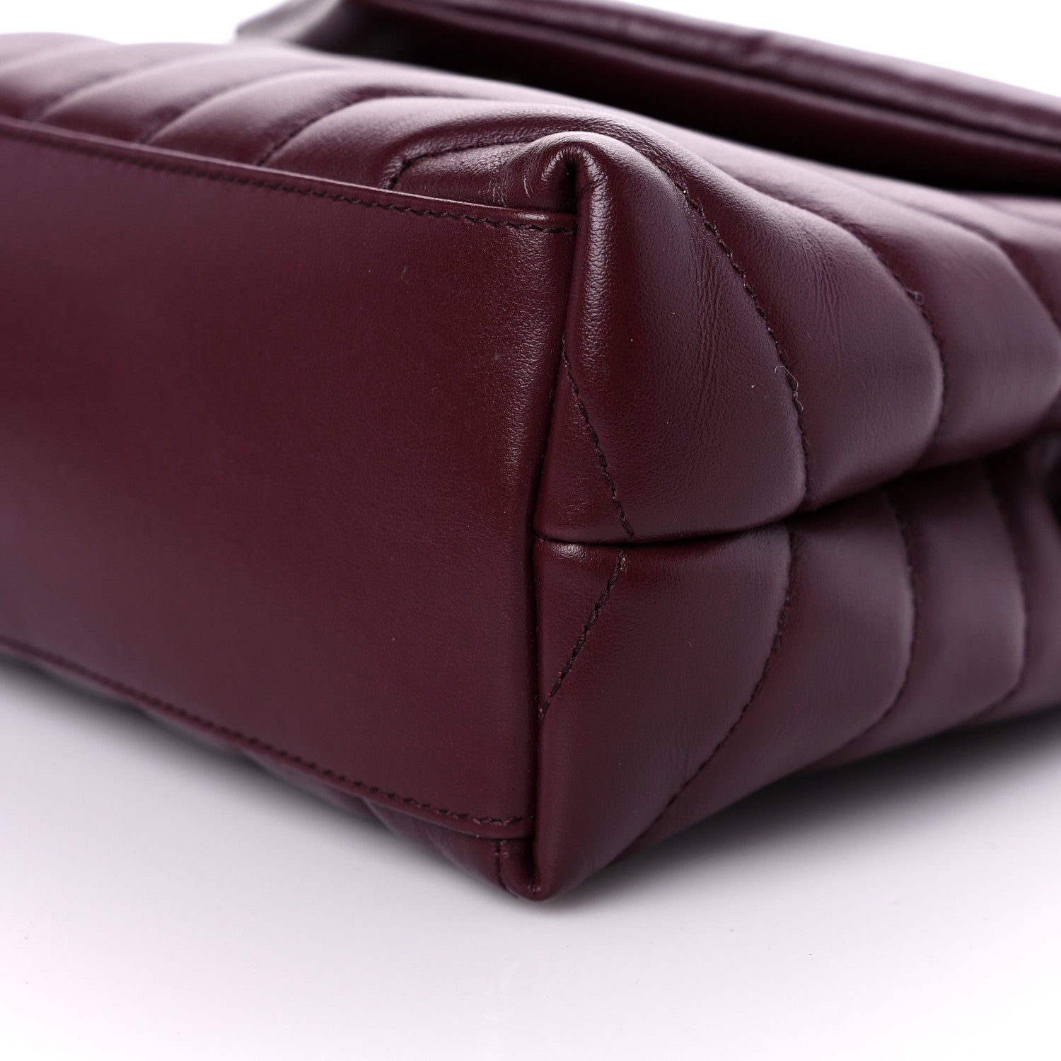 Saint Laurent Calfskin Y Quilted Monogram Small Loulou Chain Satchel Dark Legion Red 9 of 11