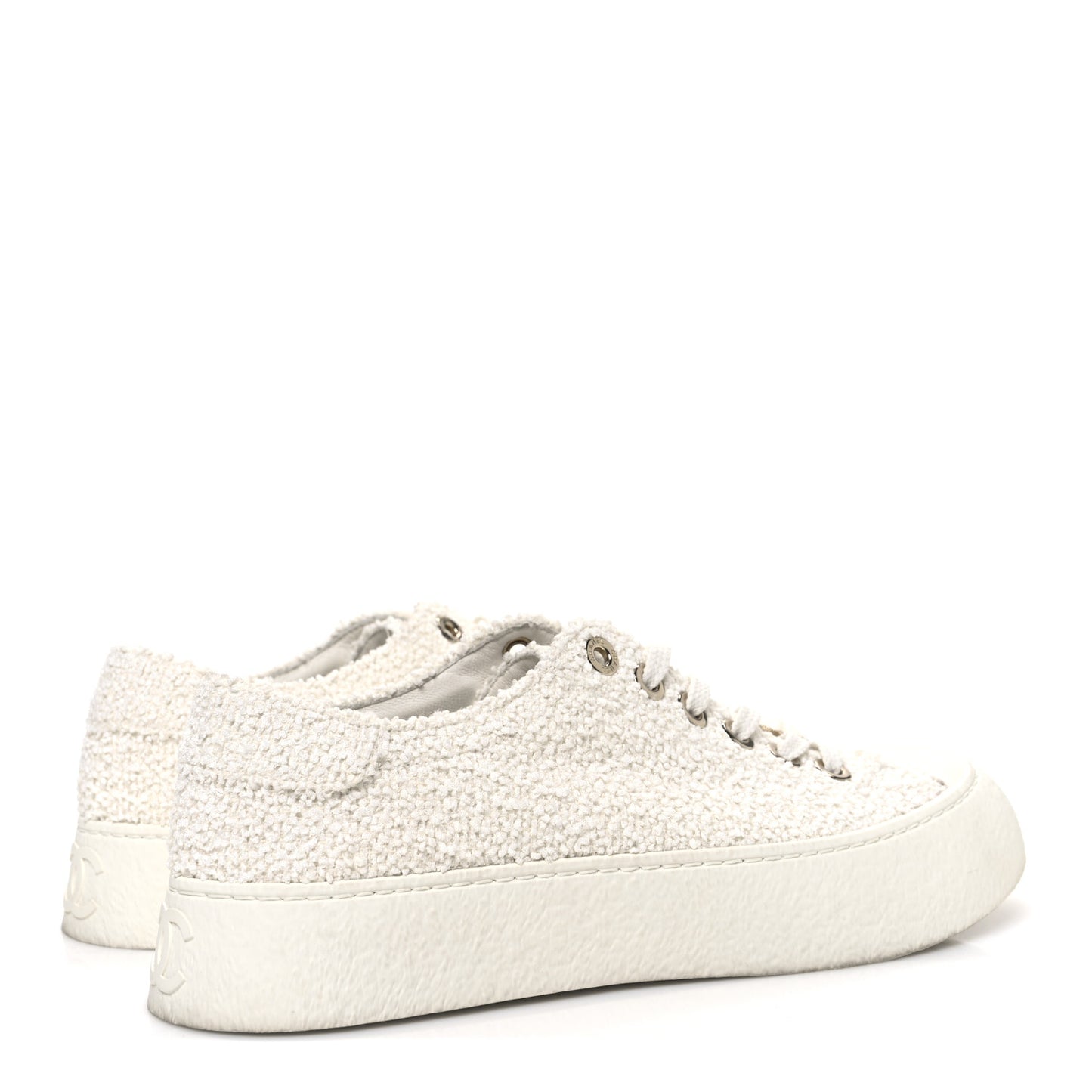 Tweed Womens CC Platform Sneakers 39.5 White