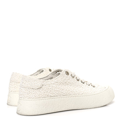 Chanel Tweed Womens CC Platform Sneakers 39.5 White 5 of 11