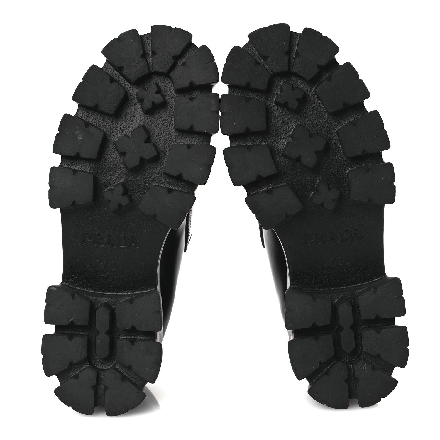 Prada Spazzolato Rois Metal Triangle Logo Monolith 55mm Loafers 37.5 Black 7 of 14