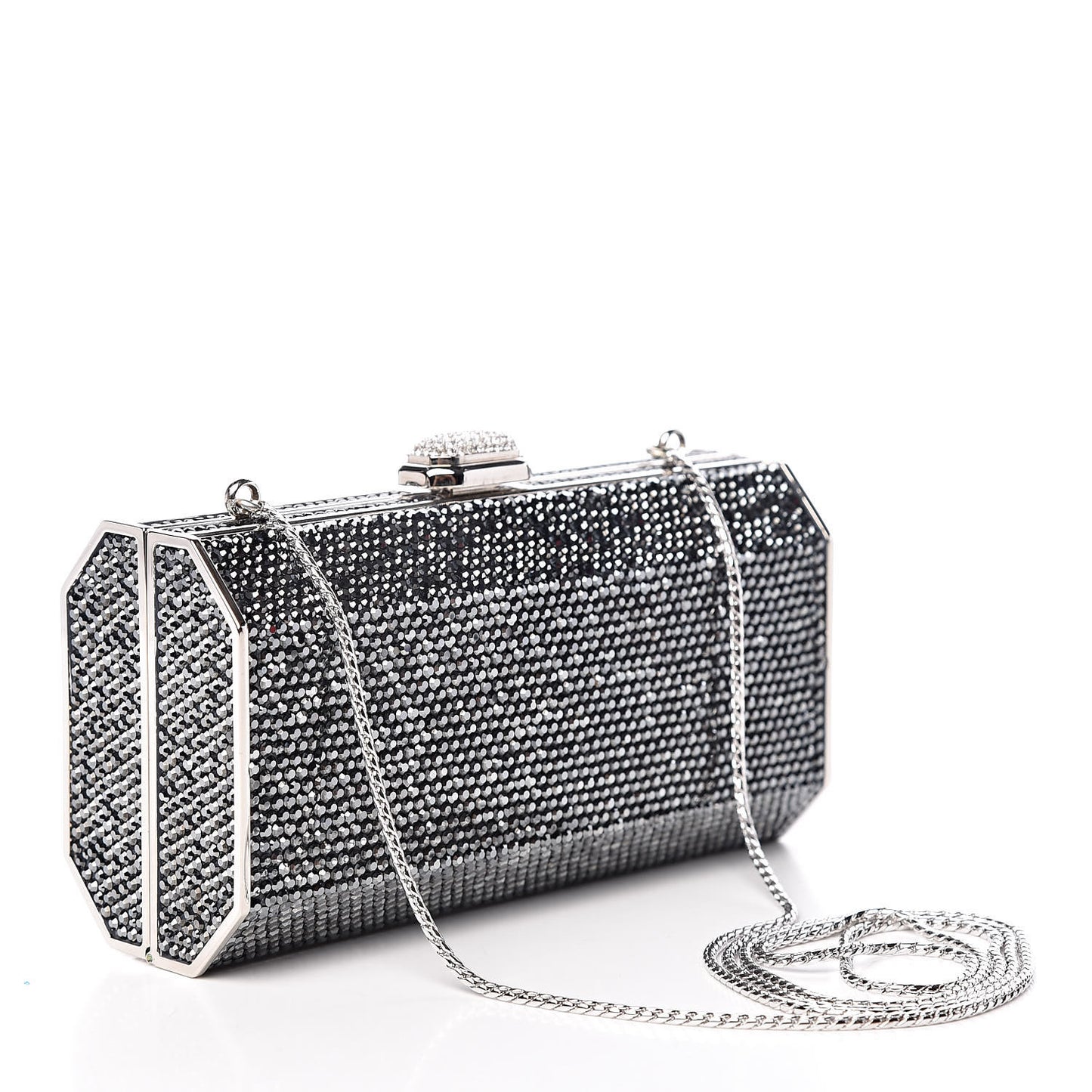 Swarovski Crystal Minaudiere Clutch Silver