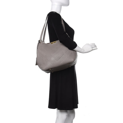 Burberry Signature Grain Check Embossed Small Canterbury Tote Grey 2 of 9