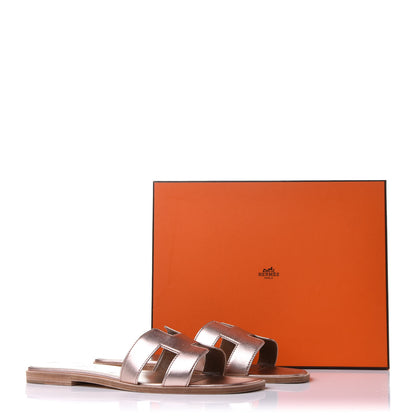 Hermes Metallic Calfskin Oran Sandals 40.5 Rose Dore 8 of 8