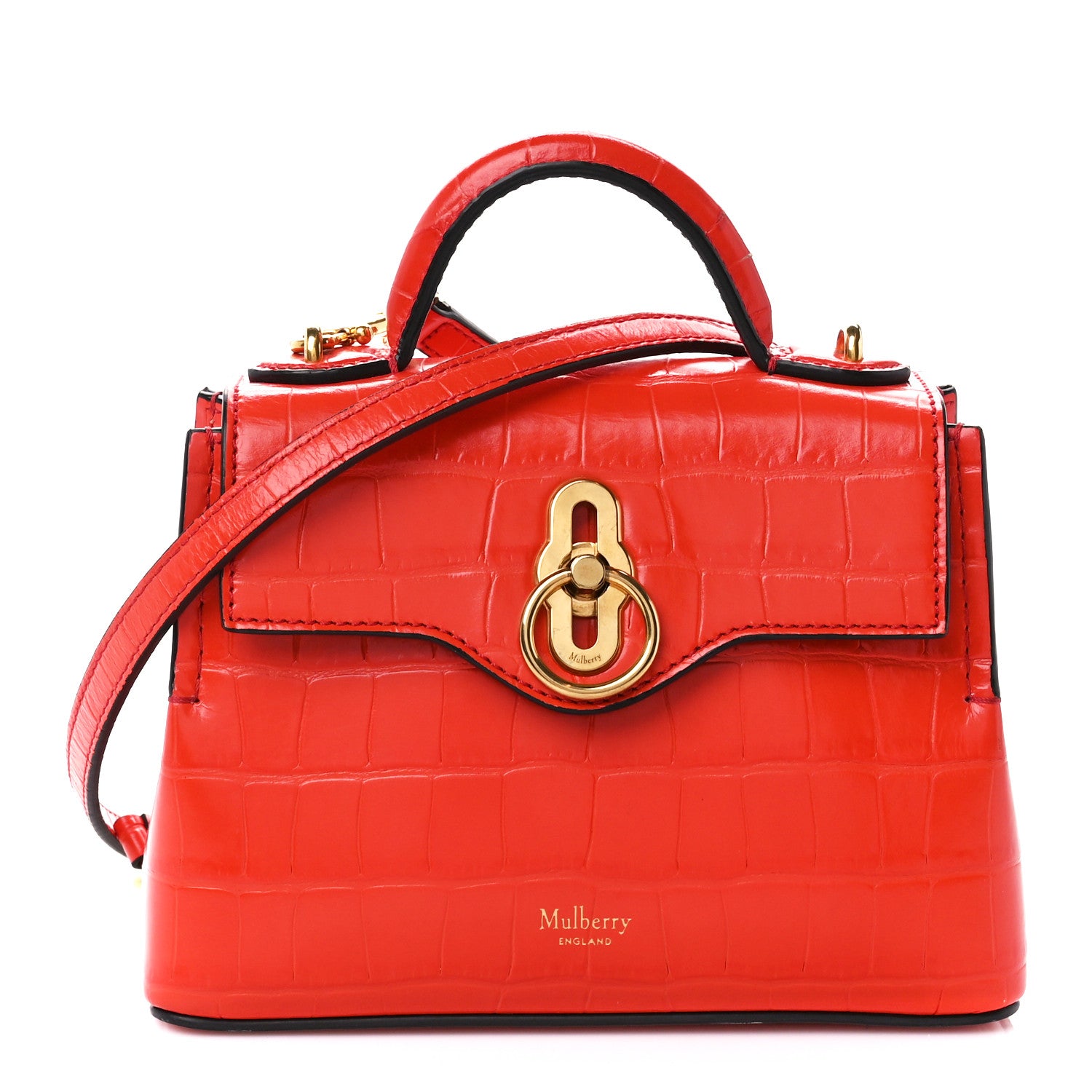 Mulberry Shiny Crocodile Embossed Micro Seaton Hibiscus Red 1 of 11