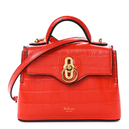 Mulberry Shiny Crocodile Embossed Micro Seaton Hibiscus Red 1 of 11